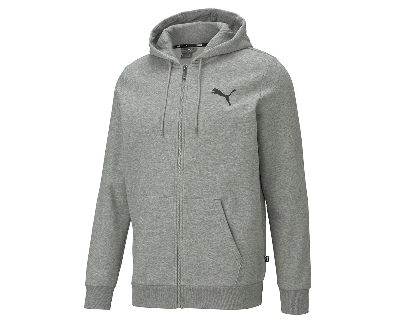 Men'S Essentials Small Logo Full-Zip Fleece Hoodie - Medium Grey Heather