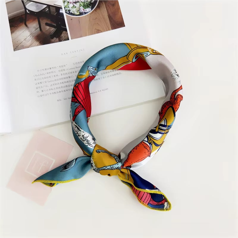 Hair Scarf Tie Animal Print Luxury Satin Small/Square/Silk/Neck/Ring/Scarf Winter Head Scarf for Wome Neckerchief Fashion 2020