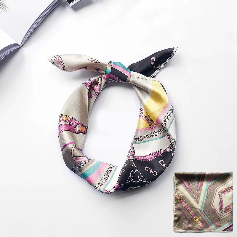 Hair Scarf Tie Animal Print Luxury Satin Small/Square/Silk/Neck/Ring/Scarf Winter Head Scarf for Wome Neckerchief Fashion 2020