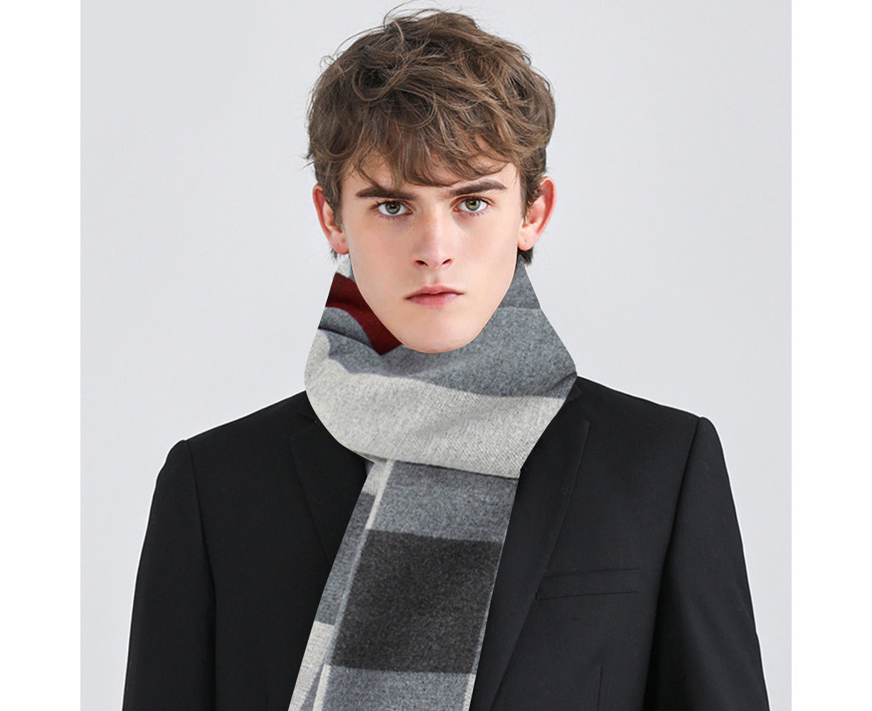 Plaid Fringe Scarf Soft Long Cotton Scarf for Men