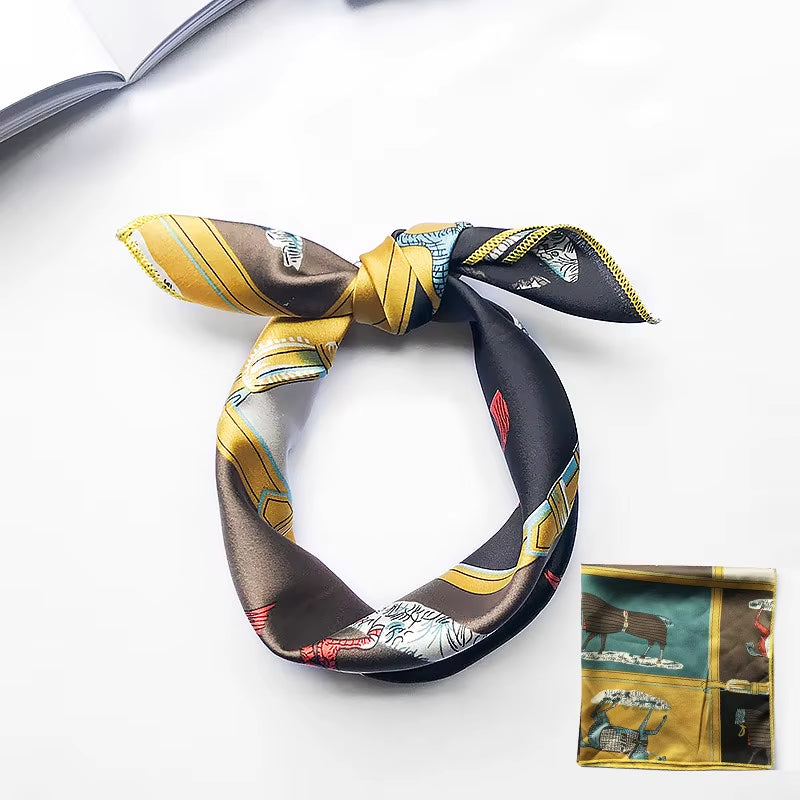 Hair Scarf Tie Animal Print Luxury Satin Small/Square/Silk/Neck/Ring/Scarf Winter Head Scarf for Wome Neckerchief Fashion 2020