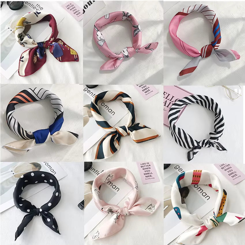 Hair Scarf Tie Animal Print Luxury Satin Small/Square/Silk/Neck/Ring/Scarf Winter Head Scarf for Wome Neckerchief Fashion 2020