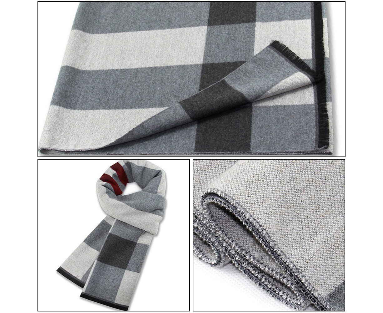 Plaid Fringe Scarf Soft Long Cotton Scarf for Men