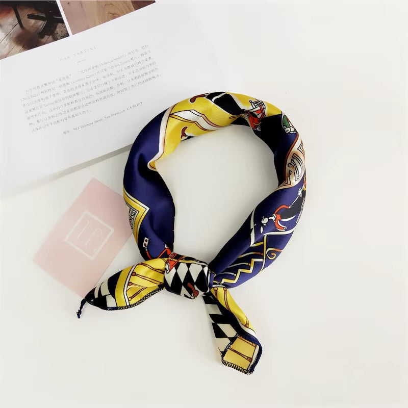 Hair Scarf Tie Animal Print Luxury Satin Small/Square/Silk/Neck/Ring/Scarf Winter Head Scarf for Wome Neckerchief Fashion 2020