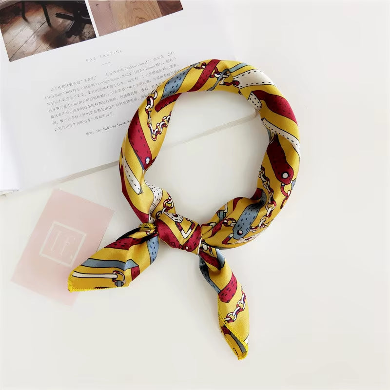 Hair Scarf Tie Animal Print Luxury Satin Small/Square/Silk/Neck/Ring/Scarf Winter Head Scarf for Wome Neckerchief Fashion 2020