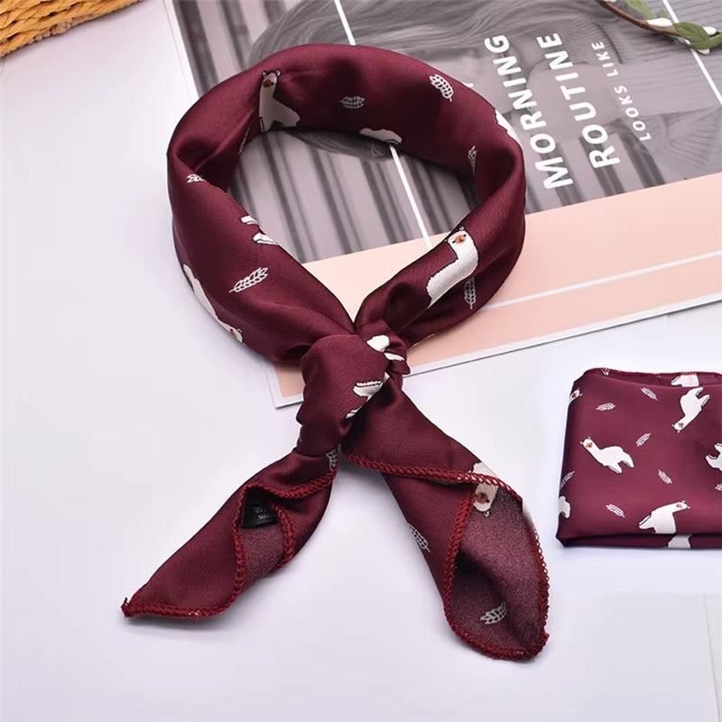 Hair Scarf Tie Animal Print Luxury Satin Small/Square/Silk/Neck/Ring/Scarf Winter Head Scarf for Wome Neckerchief Fashion 2020