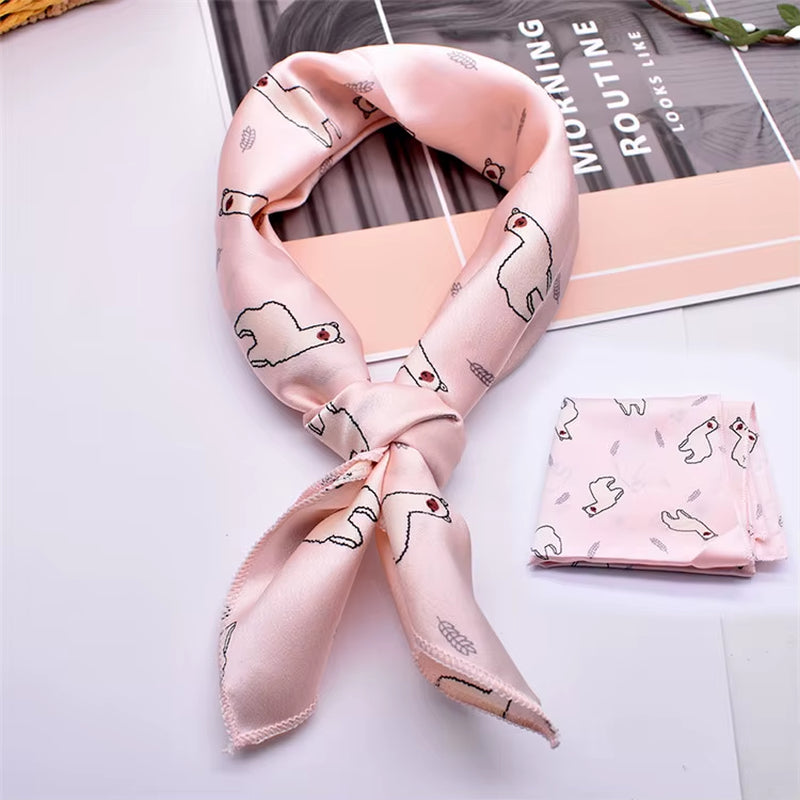 Hair Scarf Tie Animal Print Luxury Satin Small/Square/Silk/Neck/Ring/Scarf Winter Head Scarf for Wome Neckerchief Fashion 2020